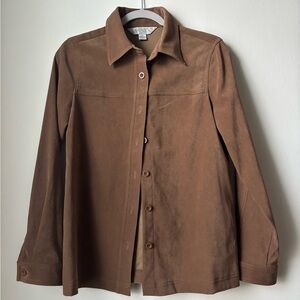Brown Suede Button-Up Jacket- Annex casual corner-Ladies- Size S EUC